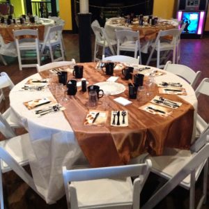 decorated table setting at event