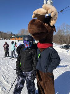 Monty Moose with skiier