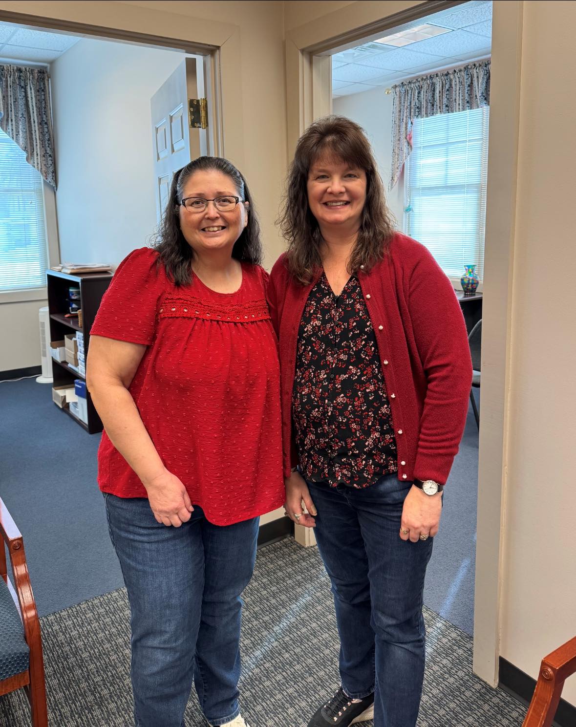 Employees wearing red for heart health